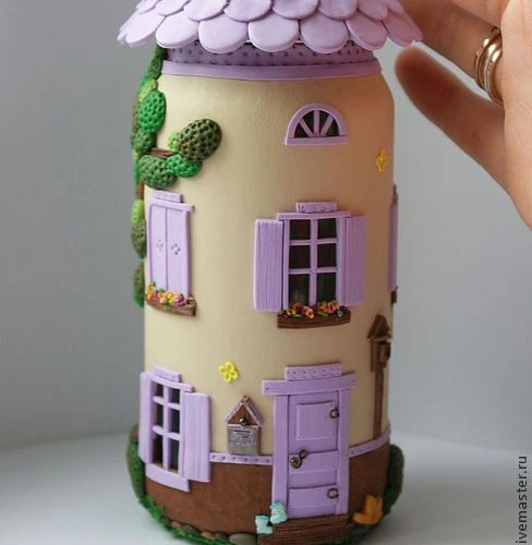 Polymer clay jar fairy house ideas