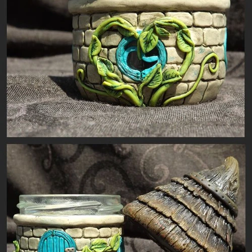 Polymer clay jar fairy house ideas