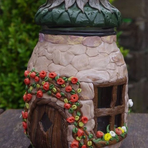 Polymer clay jar fairy house ideas